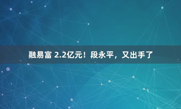 融易富 2.2亿元！段永平，又出手了